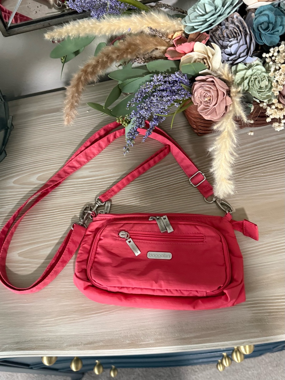 Baggallini Coral-Red Lightweight Crossbody Bag